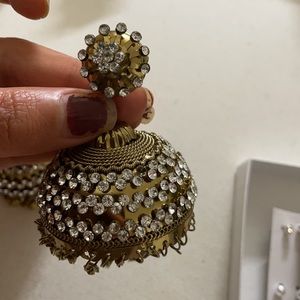 Large Jhumka Jhumki earrings statement Indian Pakistani Eid Diwali Kameez